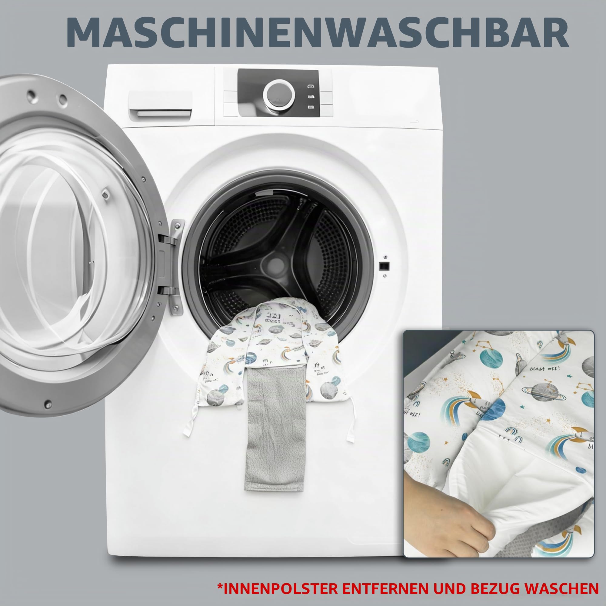 GloTika Babynest Neugeborene Liege mit atmungsaktivem & weichem Bezug für Zuhause und Reisen, niedliches Muster 0-24 Monate Neugeborene Babys Essentials Geschenke, Himmel