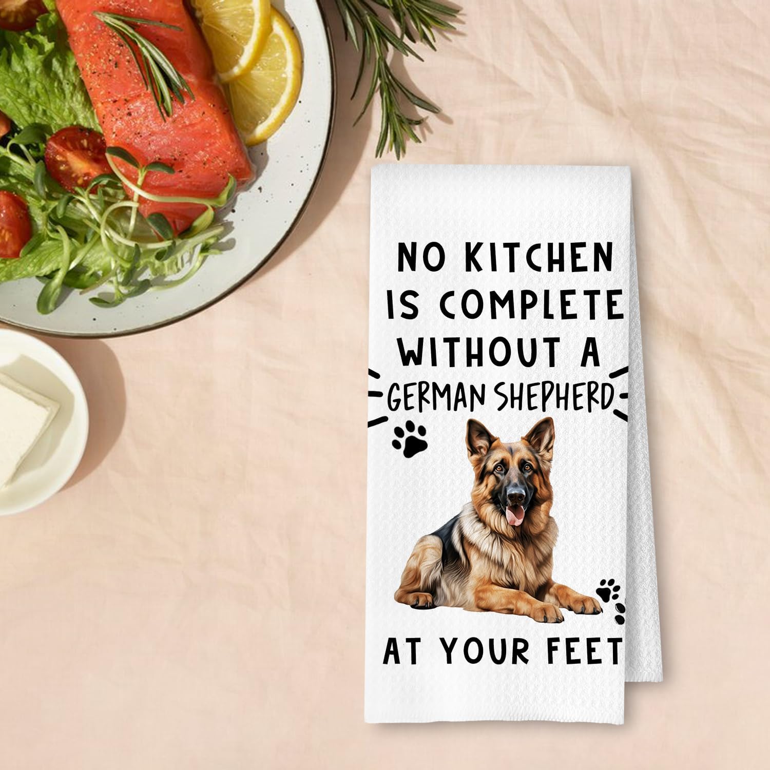 German Shepherd Dog Kitchen Towels - A Kitchen is Not Complete Without A German Shepherd Dish Towel Waffle Weave Hand Towels for Home Bathroom,Gift for Dog Lovers,16×24 Inch image 4