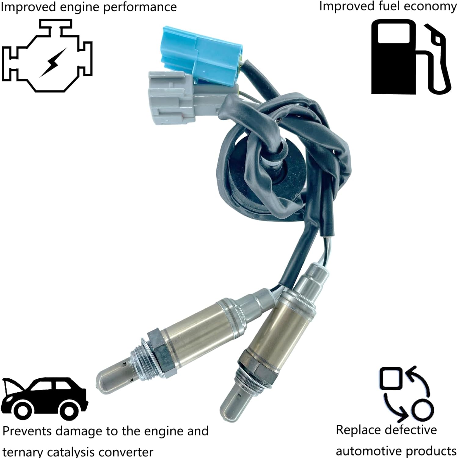 Dropwater Upstream and Downstream O2 Sensors Replacement for Nissan 2002 2003 2004 Frontier Xtera 2.4L Front and Rear Oxygen Sensors, Replaces# 234-3113 234-4323, Set of 2pcs