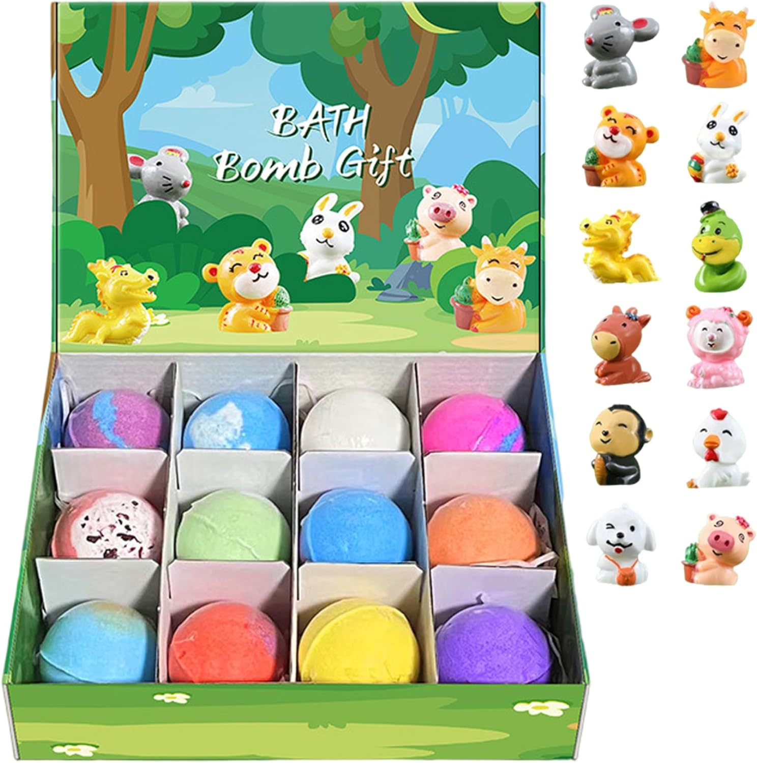 Bath Bombs for Kids with Toys Inside, 12 Pack Kids Bath Bombs with Surprise Inside, Fizzy Colorful Bubble Bathroom Supplies with Cute Animal Toys for Girls Boys, Blue