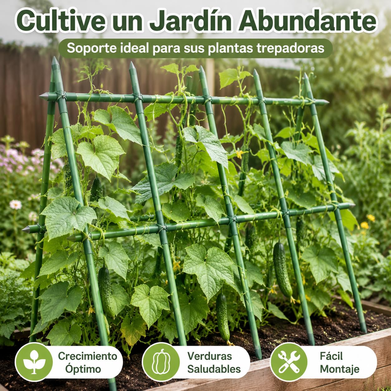Telaio di Supporto per Colture per Crescita Pomodori Cetrioli Fagioli E Piante Rampicanti Adatto per Orto Balcone Terrazza Uso Agricolo, Verde, Diametro 16mm Lunghezza 120cm