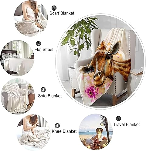 Miniatura 7 de Manta de forro polar para mujeres, hombres y niños, súper suave, regalos (60 x 80 pulgadas), divertida manta con patrón de jirafa de animales,