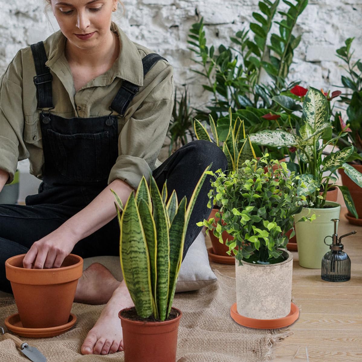 Alipis 4 Stück Runder Terrakotta Untersetzer aus Argil 18cm für Pflanzgefäße mit Wasserablauf und Stabilem Stand für Zimmerpflanzen und Blumentöpfe