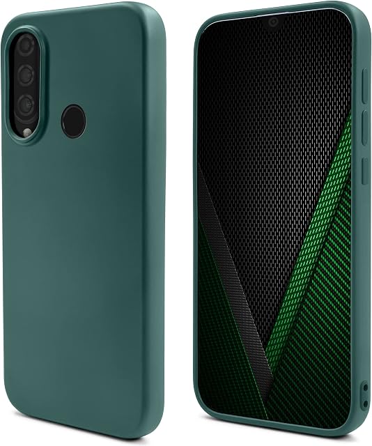 Moozy Lifestyle. Designed for Huawei P30 Lite Case, Dark Green - Liquid Silicone Lightweight Cover with Matte Finish and Soft Microfiber Lining, Premium Silicone Case