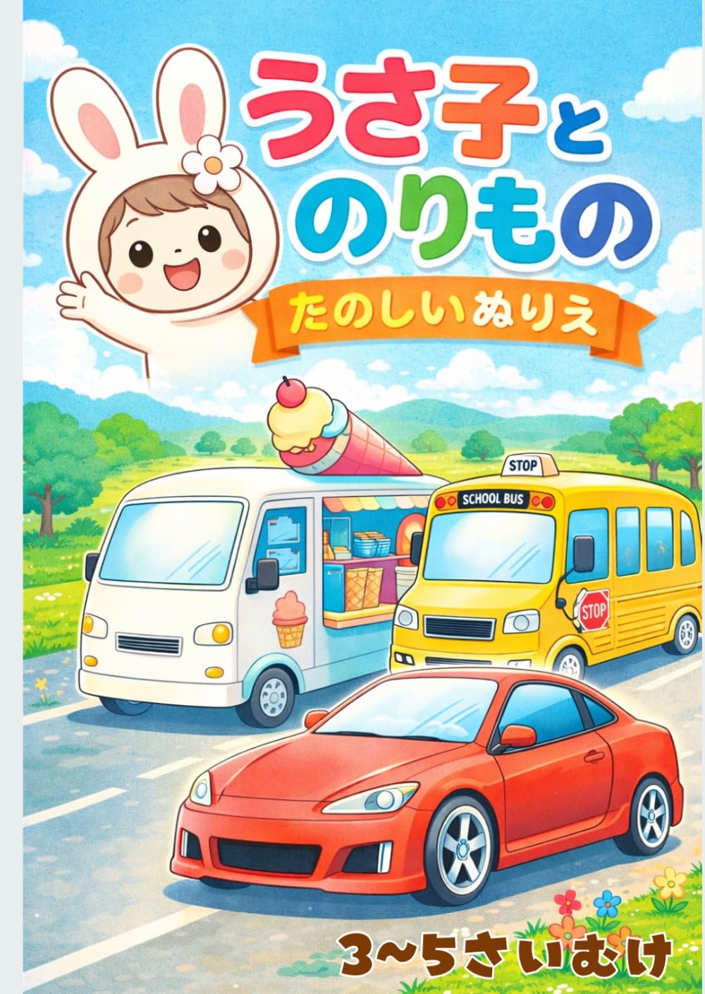 うさ子とのりもの　たのしいぬりえ