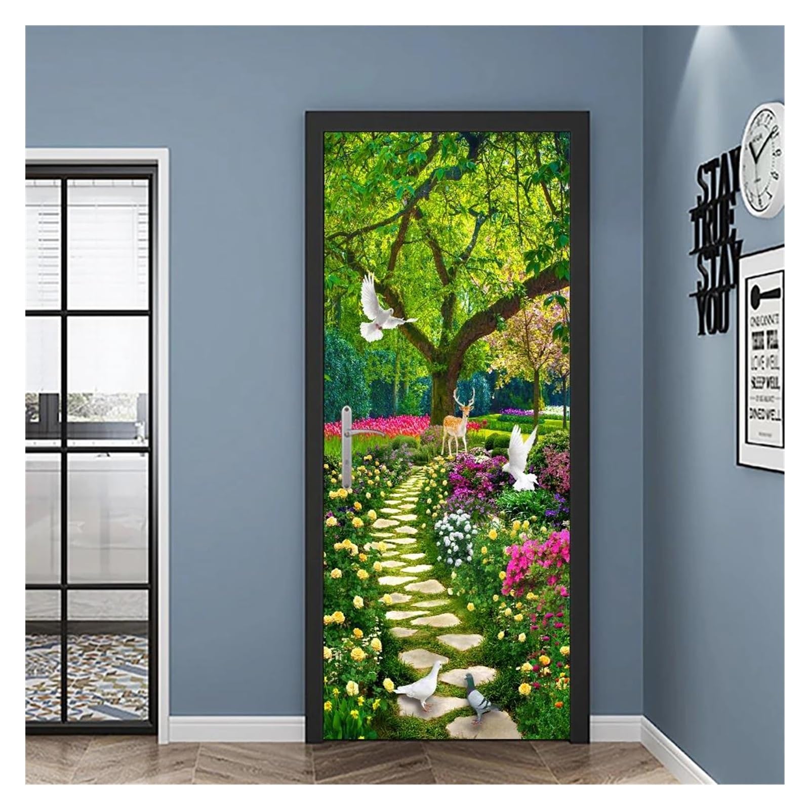 Sticker porte forêt rénovation rapide porte abîmée 77x200