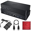 Koncept D6000 Docking Station with USB 3.0 & USB C - Dell Universal Dock Dual Monitor with 130W, HDMI Cable & Microfiber