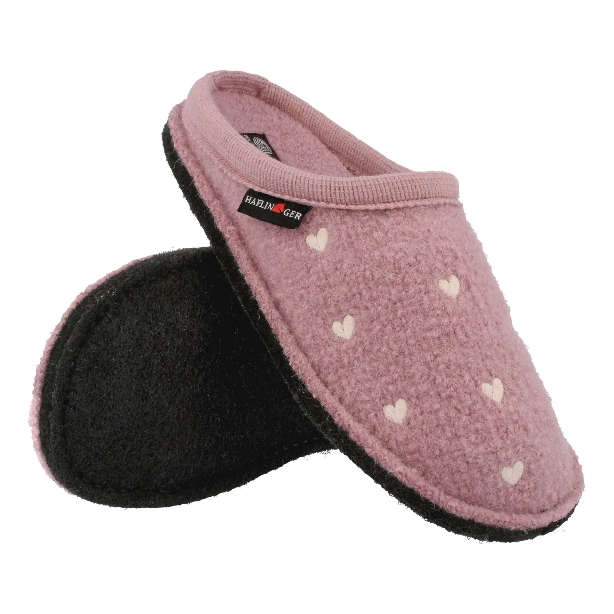 HAFLINGER Flair Valentine pantofle kapcie walkstoff motyw serca