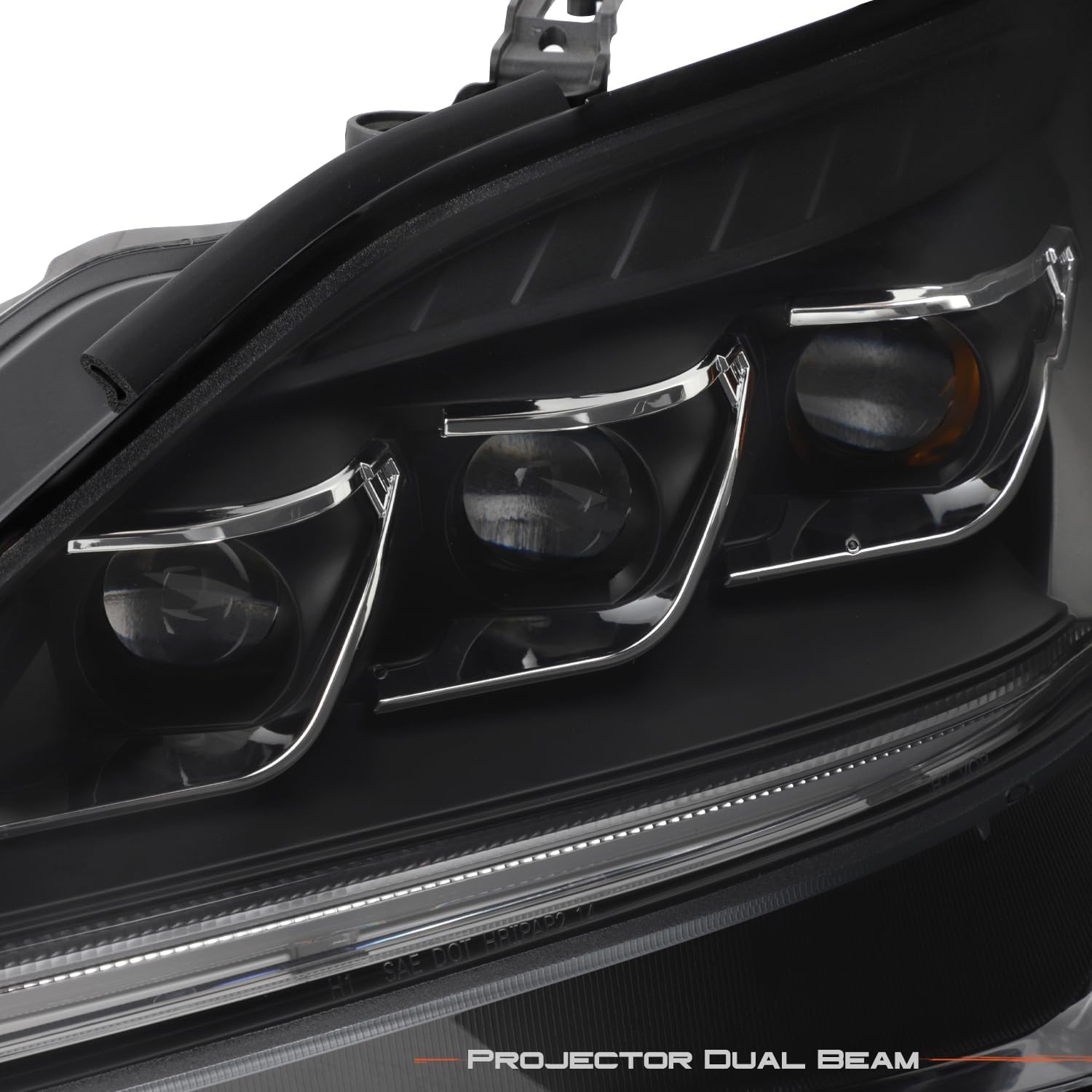 AKKON - Fits 2006-2010 Lexus IS250 IS350 [Halogen Type] Projector Dual Beam Black Headlights Pair w/LED DRL Turn Signal