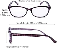 Vista 4 de EYEGUARD Alta potencia de aumento 2 pares de lentes de lectura con bisagra de resorte ultra transparentes para mujeres lectoras
