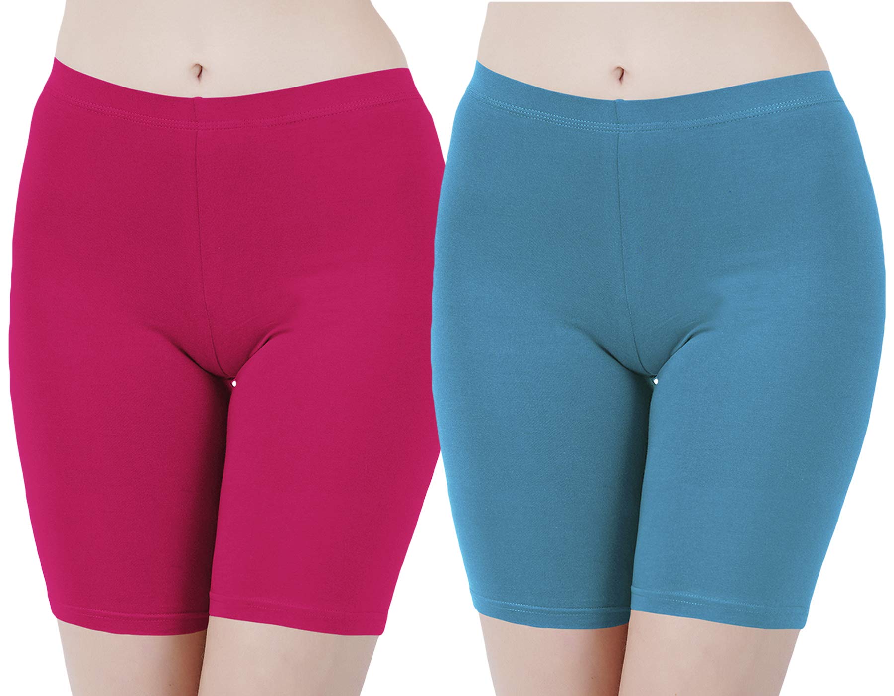 buy that trendz Cotton Lycra Tight Fit Stretchable Cycling Shorts Womens | Shorties for Active wear/Exercise/Workout/Yoga/Gym/Cycle/Running Rani Pink Turquoise Combo Pack of 2-picture-10