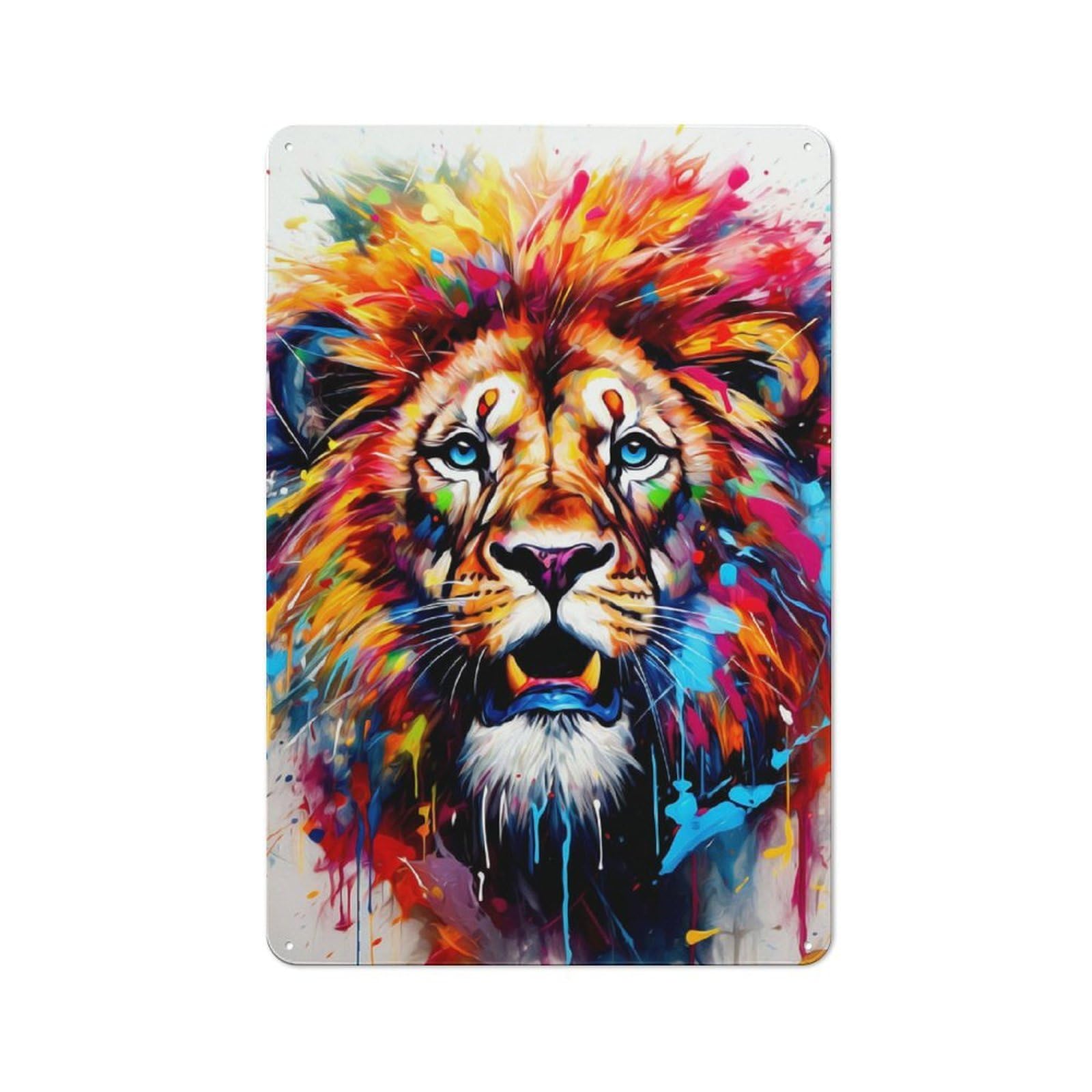 Junmoney Lion(2) Vintage Tin Sign 30X20cm For Hobby Room Or Studio, A New Home Present For Creative Interior Collectors