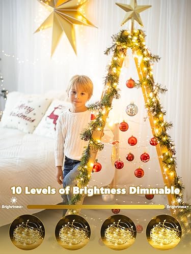 Miniatura 3 de Paquete de 4 luces de hadas a pilas con temporizador de control remoto, cadena de 80 luces LED de 26 pies para exteriores e interiores, 8 modos de