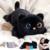 Mewaii Peluche Ponderado 5 Libras Ajustable, Calentable y Enfriable 23 Pulgadas para Abrazo Realista, Almohadilla Interna Removible Microondas, Regalo Gato para Adultos y Niños (Negro) Global Recycled Standard 1