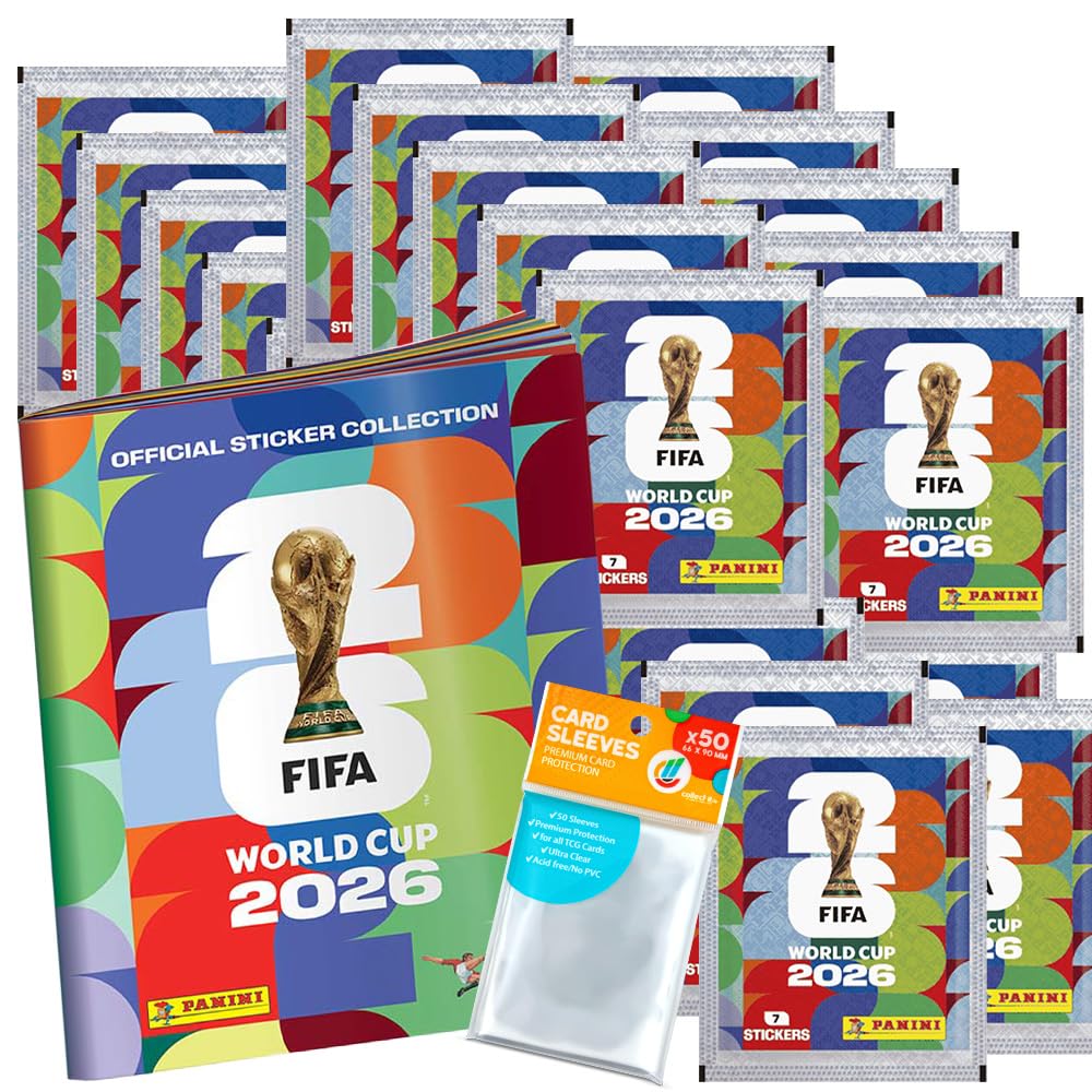 Paquete con pegatinas del Mundial 2026 - 1 álbum de coleccionista + 25 bolsas + Fundas exclusivas Collect-it (Paquete de marca propia)