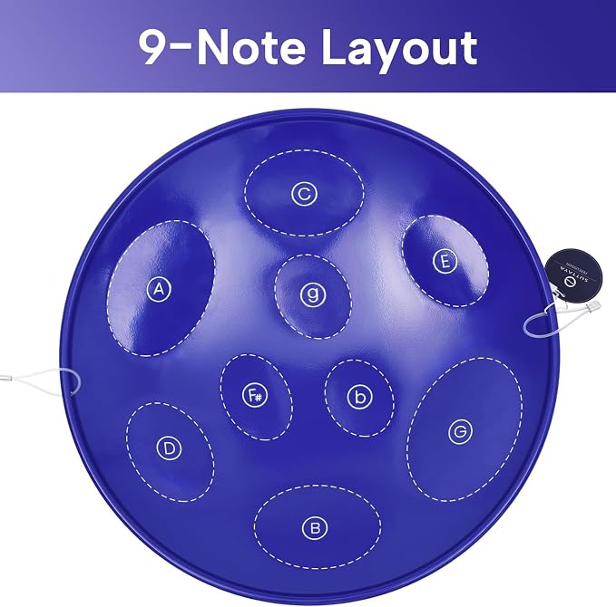 Steelpan de 9 notas con soporte morado miniatura 2