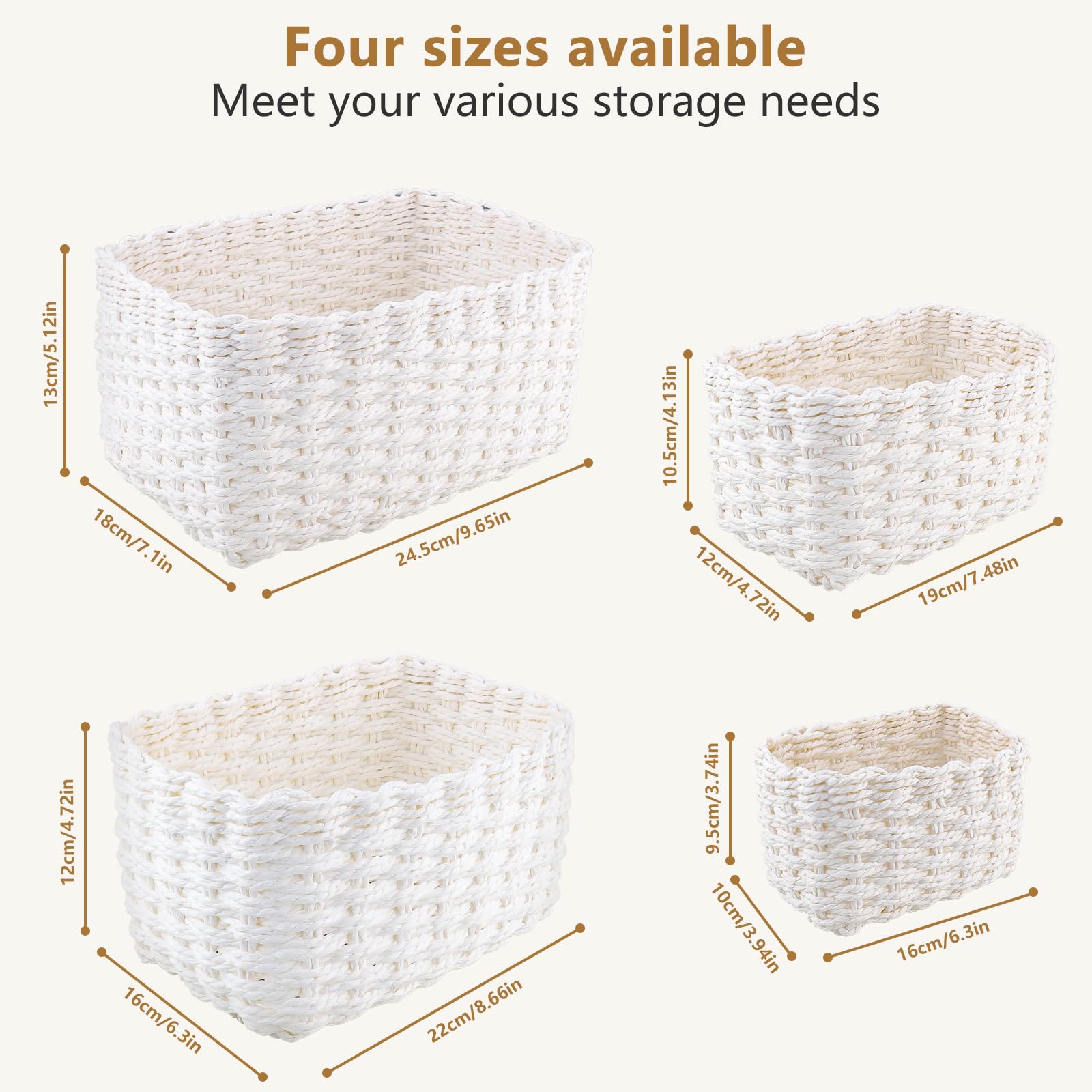Cestino Portaoggetti, 4 Pack Organizzatore Bagno Impilabile, Può Essere Utilizzato Come Cesto di Gioco e Organizer Fasciatoio per Neonati in Camere da Letto, Soggiorni e Camere dei Bambini