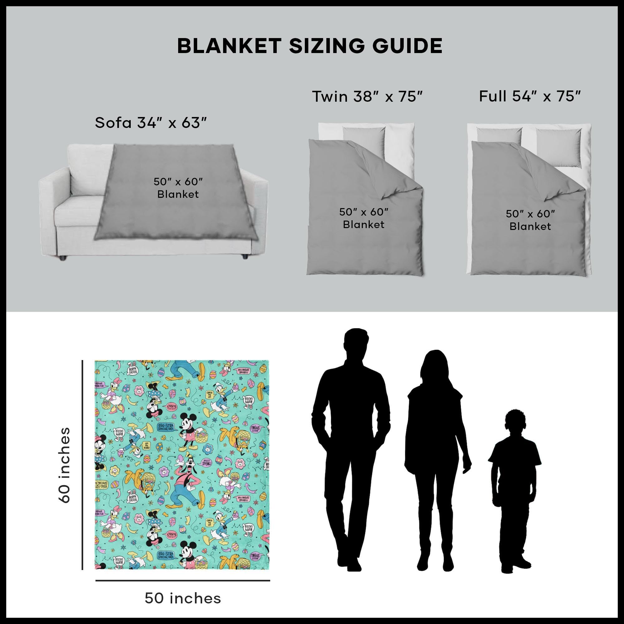 Northwest Mickey Mouse Silk Touch Throw Blanket - 50x60 Inches, Egg Hunt Design, 100% Polyester, Officially Licensed