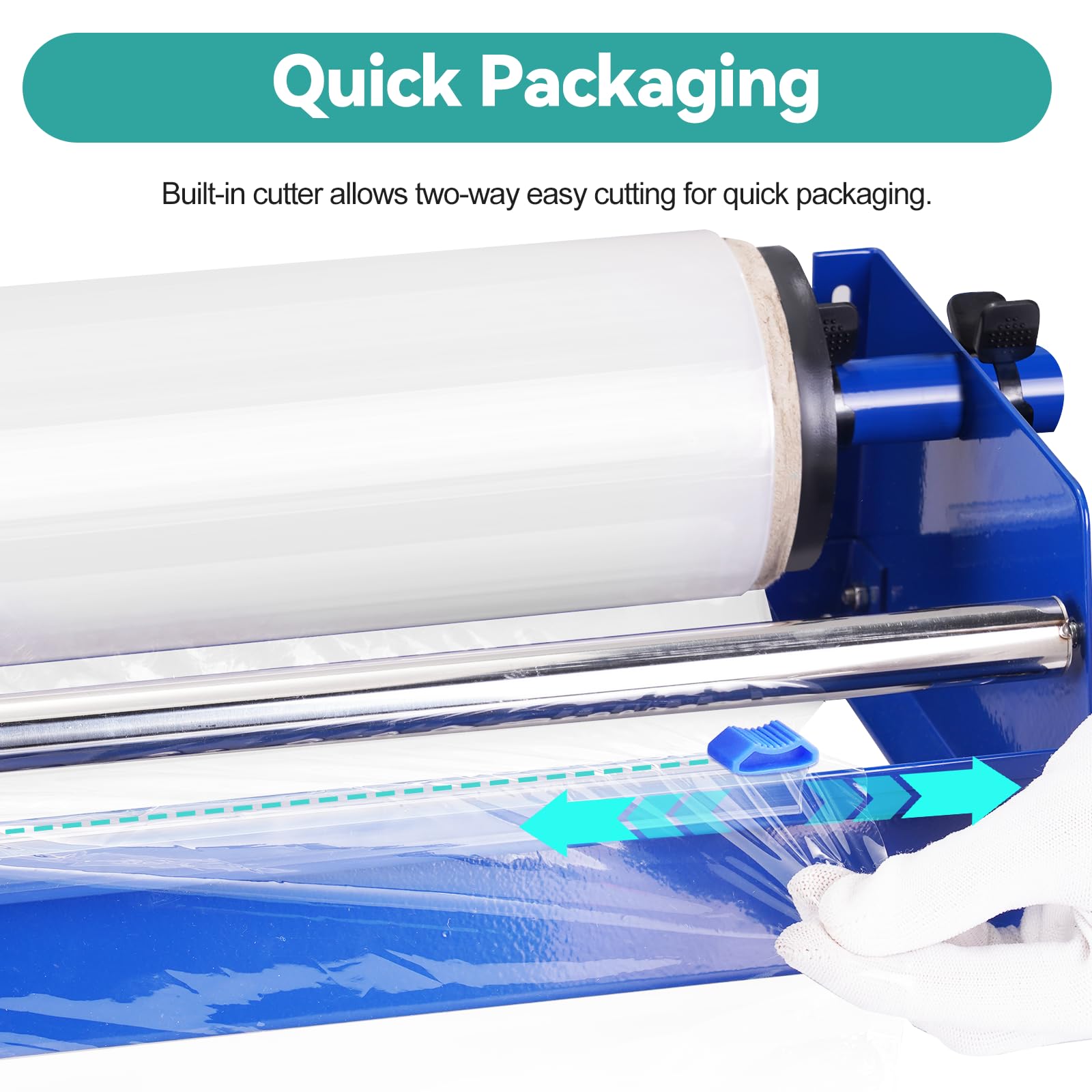YJINGRUI Máquina envolvedora con dispensador de film estirable, Máquina envasadora manual de film deslizante, adecuada para películas de hasta 50 cm (19,5 pulgadas)