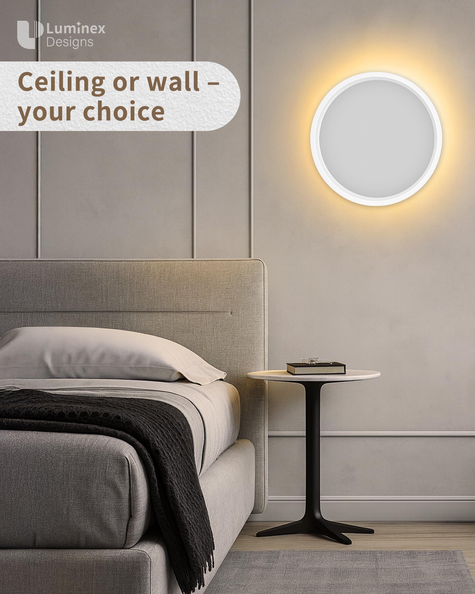 Plafonnier LED Dimmable 24W avec Télécommande – Lampe de Plafond Chambre avec Rétroéclairage Veilleuse 2000K, Minuterie, Rond Ultra Plat pour Salon, Cuisine, Chambre d’Enfant Ø30cm