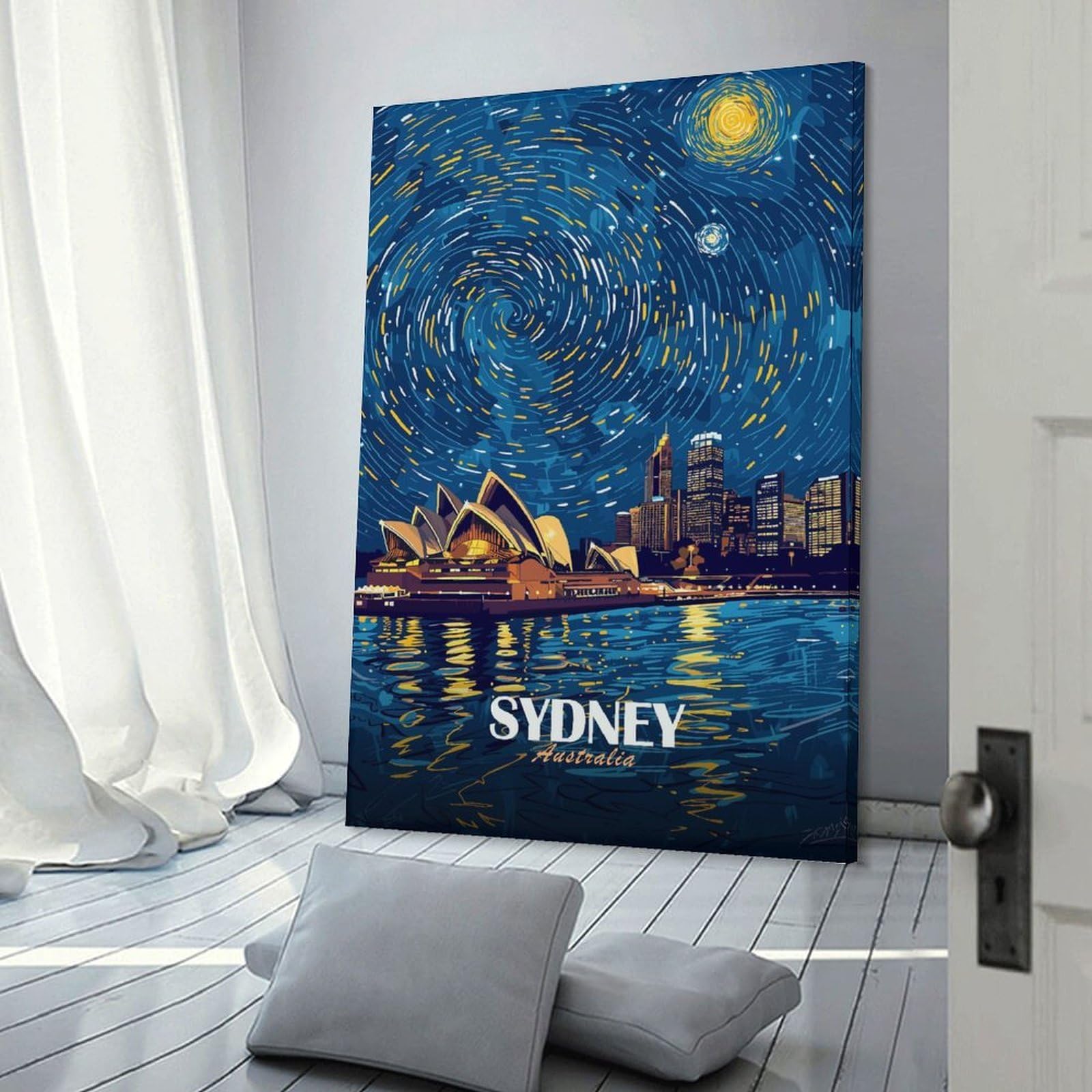 Junmoney Sydney Opera House Starry Night Room Decor Wall Art, 20x30inch(50x75cm), for Entrance Walls, Hall Decor Or Foyers, A Neat Decor Update for Hallways