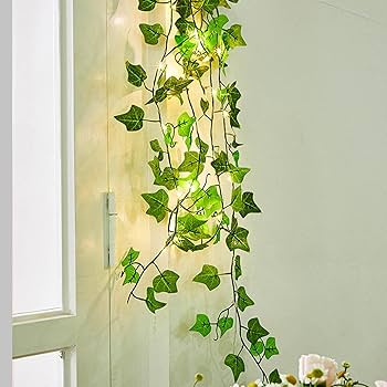 Amazon.co.jp: LEDストリングライト付き人工ツタの葉植物,LED