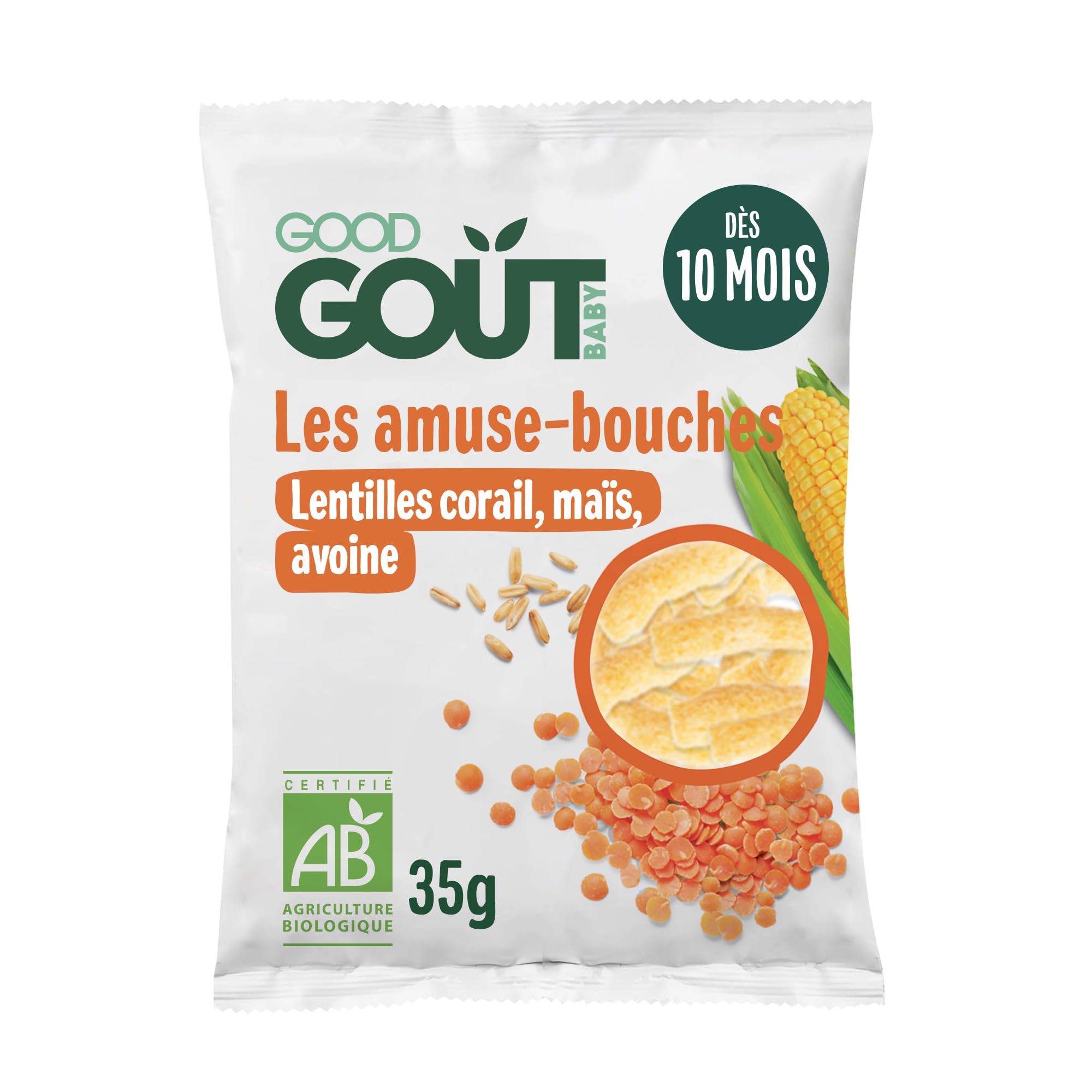 GOOD GOÛT - Amuse-​bouches - Snack bébé - Dès 10 Mois - Texture légère et fondante - Sans gluten - Format nomade