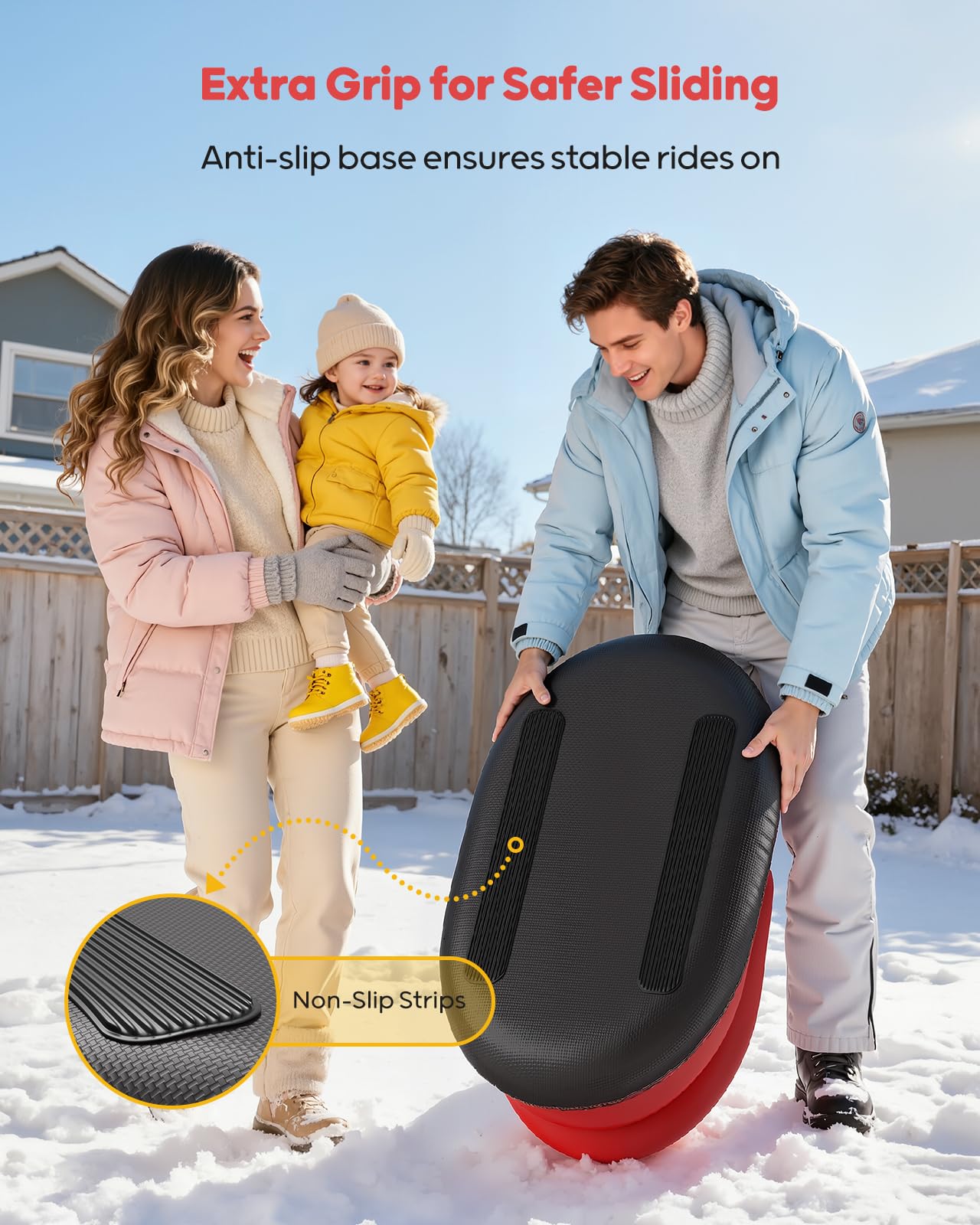 QPAU Trineo Inflable para Bebés y Niños - Air Sleigh de Invierno con Funda de Lona y Correa de Remolque