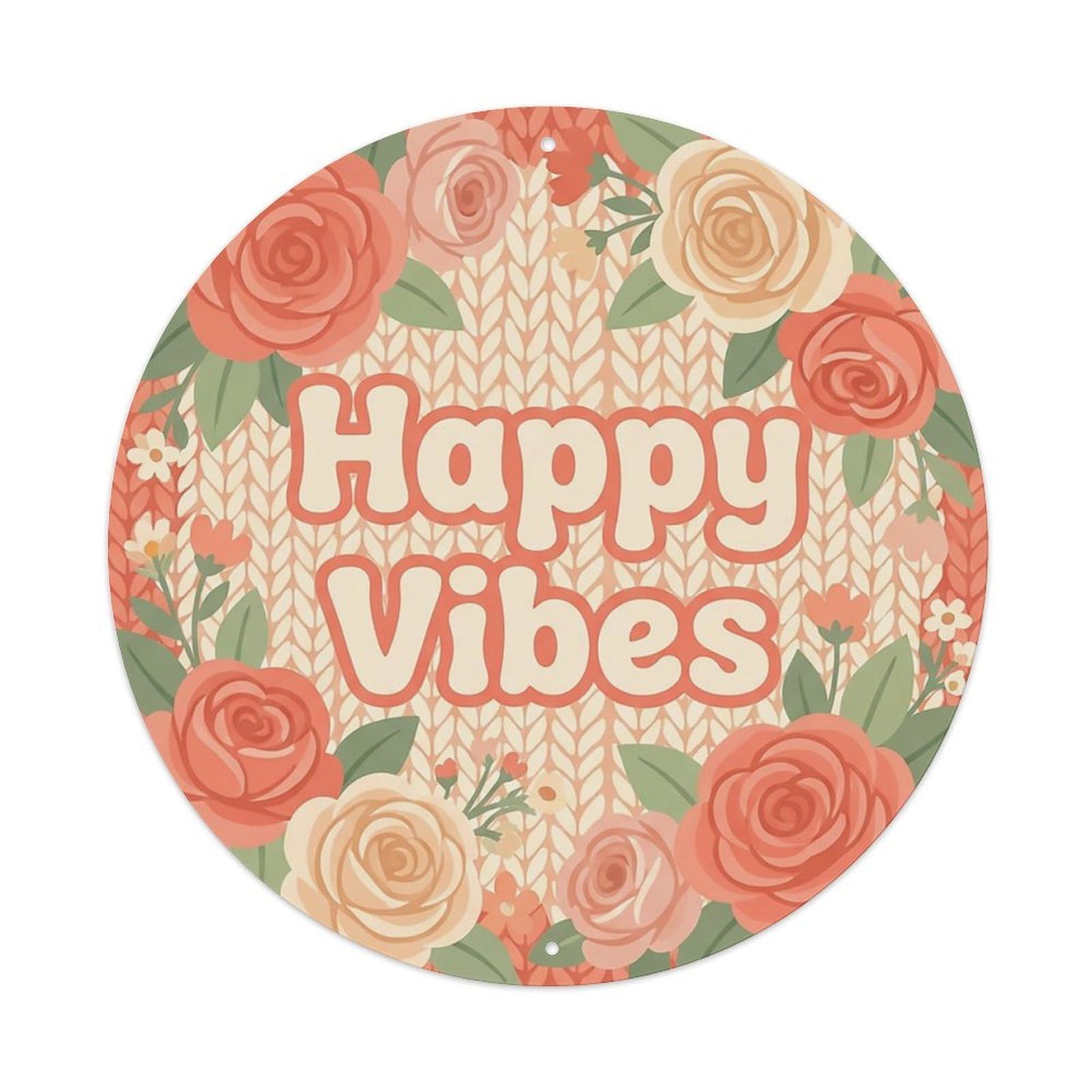 Cozy She Shed Floral Happy Vibes Metal Tin Sign