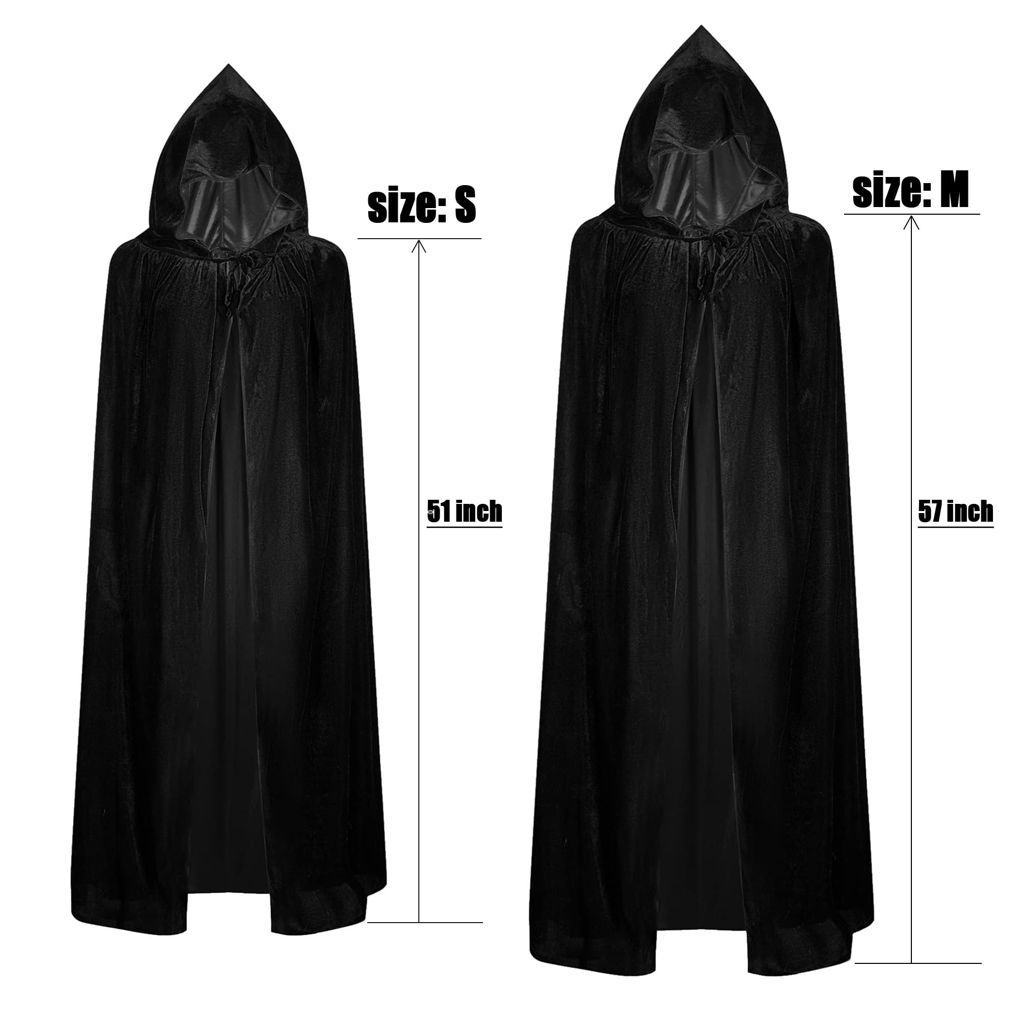 BALENNZ Cape Cloak with Hood - Adults Witch Cape Hooded Cloak for Women Men Halloween Costumes Christmas Cosplay: Medium Black