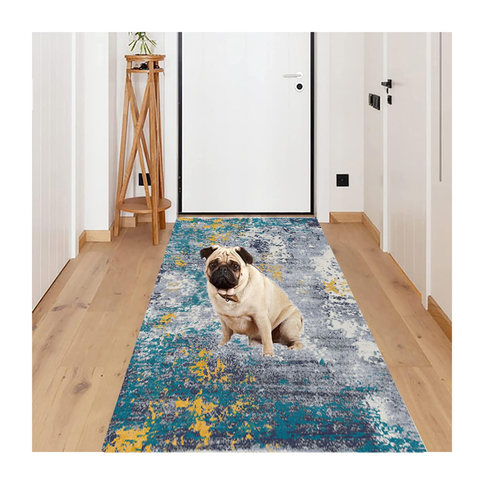 Tappeto lungo 0,6 m morbido tappetino antiscivolo in microfibra per ingresso, cucina, camera da letto, bagno, personalizzabile grigio blu giallo 60 x 60 cm