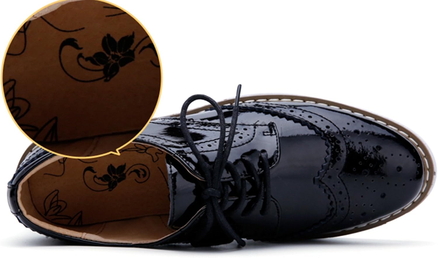 DADAWEN Women's Platform Lace-Up Wingtips Square Toe Oxfords Shoe - Image 6