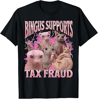 Bingus Supports Tax Fraud Funny Sphinx Cat Meme Bootleg T-Shirt