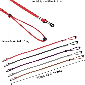 5pcs Eyeglass Strap Chains Cord Adjustable,Sports PU Leather GlassesStrap