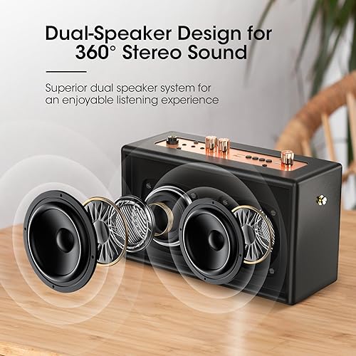 Miniatura 2 de Máquina de karaoke, altavoz de diseño retro con 2 micrófonos inalámbricos para adultos y niños, sistema de karaoke portátil para fiestas en casa,