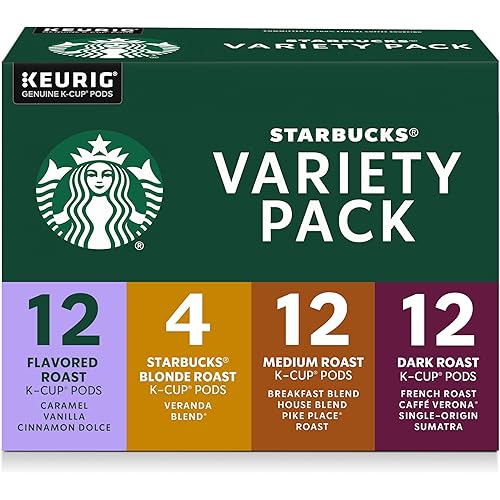 Starbucks K-Cup Coffee Pods, Starbucks Blonde, Medium, Dark Roast and Flavored Hot or Iced Coffee, Variety Pack, 40 Keurig Pods