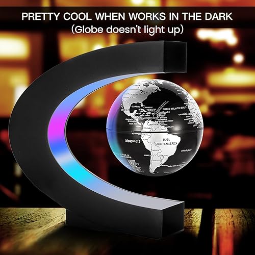 Miniatura 2 de Gresus Globo flotante de levitación magnética con base en forma de C, globo flotante con luces LED, grandes padres, estudiantes, profesores,