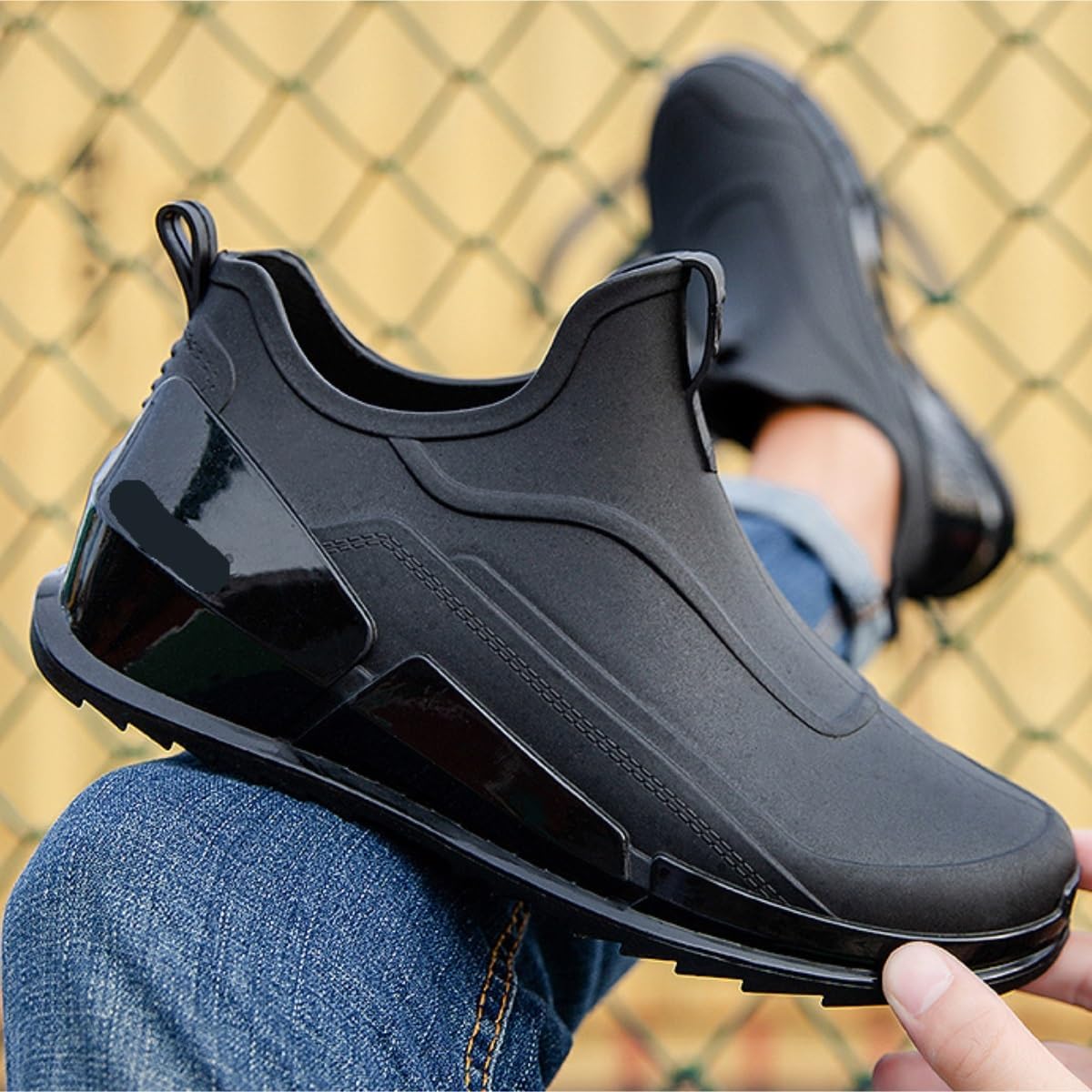 QUQUQ Rain Boots Footwear Men's Short Tube Rain Boots Outdoor Waterproof Shoes Low Top Non Slip Rubber Shoes Outdoor Work Boots