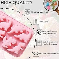 Vista 3 de Crethinkaty Moldes de silicona de grado alimenticio de dinosaurio, 8 cavidades de chocolate duro para caramelos de hielo, molde de silicona