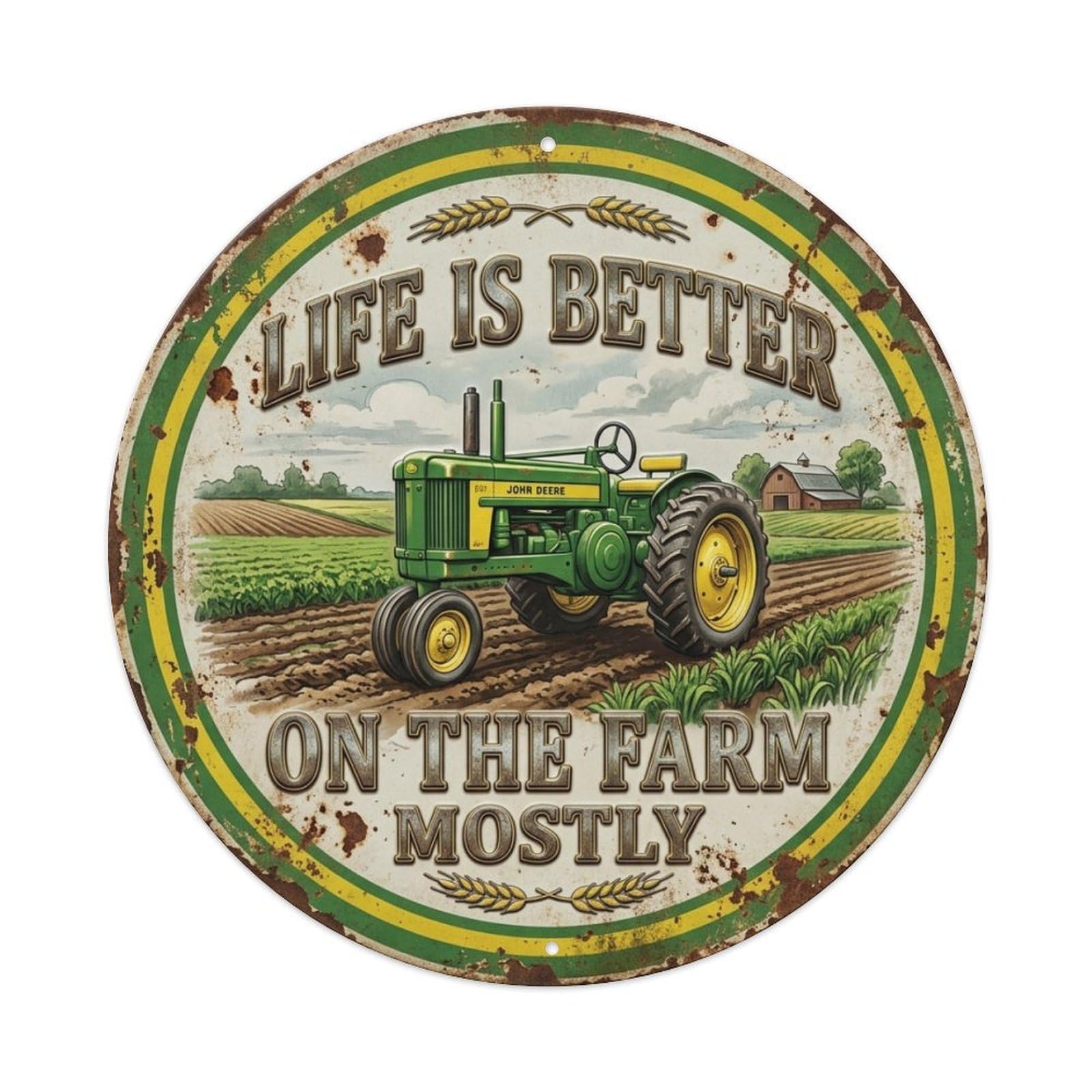 Tractor Field Garage Vintage Metal Tin Sign Plaque Wall Decor for Cafe, Club Bar, Office, Garden Metal Poster 8x8Inch