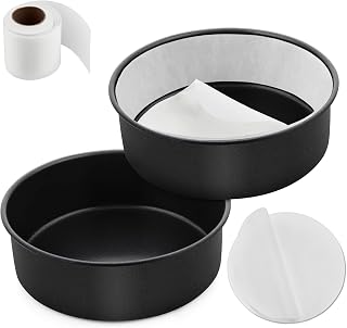 E-far 6 Inch Cake Pans Set of 2, Nonstick Small Cake Pans & Parchment Paper