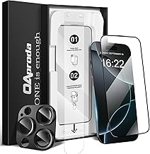 【1枚が3枚に匹敵】OAproda iPhone 16pro用 覗き見防止フィルム&カメラ保護フィルム アルミ合金一体 ブラック 多重強化ガラス 新型ガイド枠 超簡単貼り付け 全面保護 耐衝撃