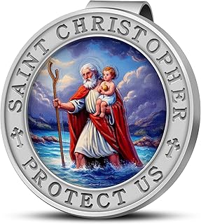 Saint Christopher Medal for Car, Colorful 3D Relief St Christopher Visor Clip Bless Driving