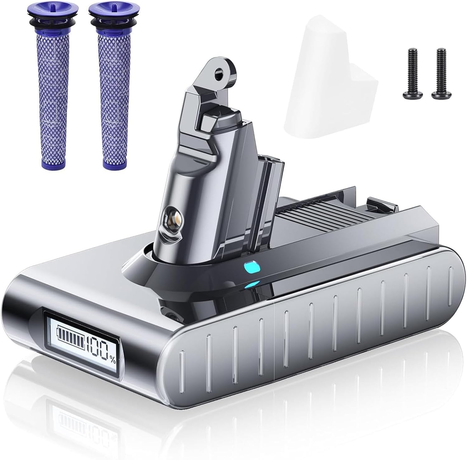 8000mAh Replacement for Dyson V6 Battery Compatible with V6 Animal/Absolute/Motorhead/Fluffy SV03 SV04 SV05 SV06 SV07 VTC4 DC58 DC59 DC61 DC62 DC72 967810-07 Vacuum Cleaner with LED Display