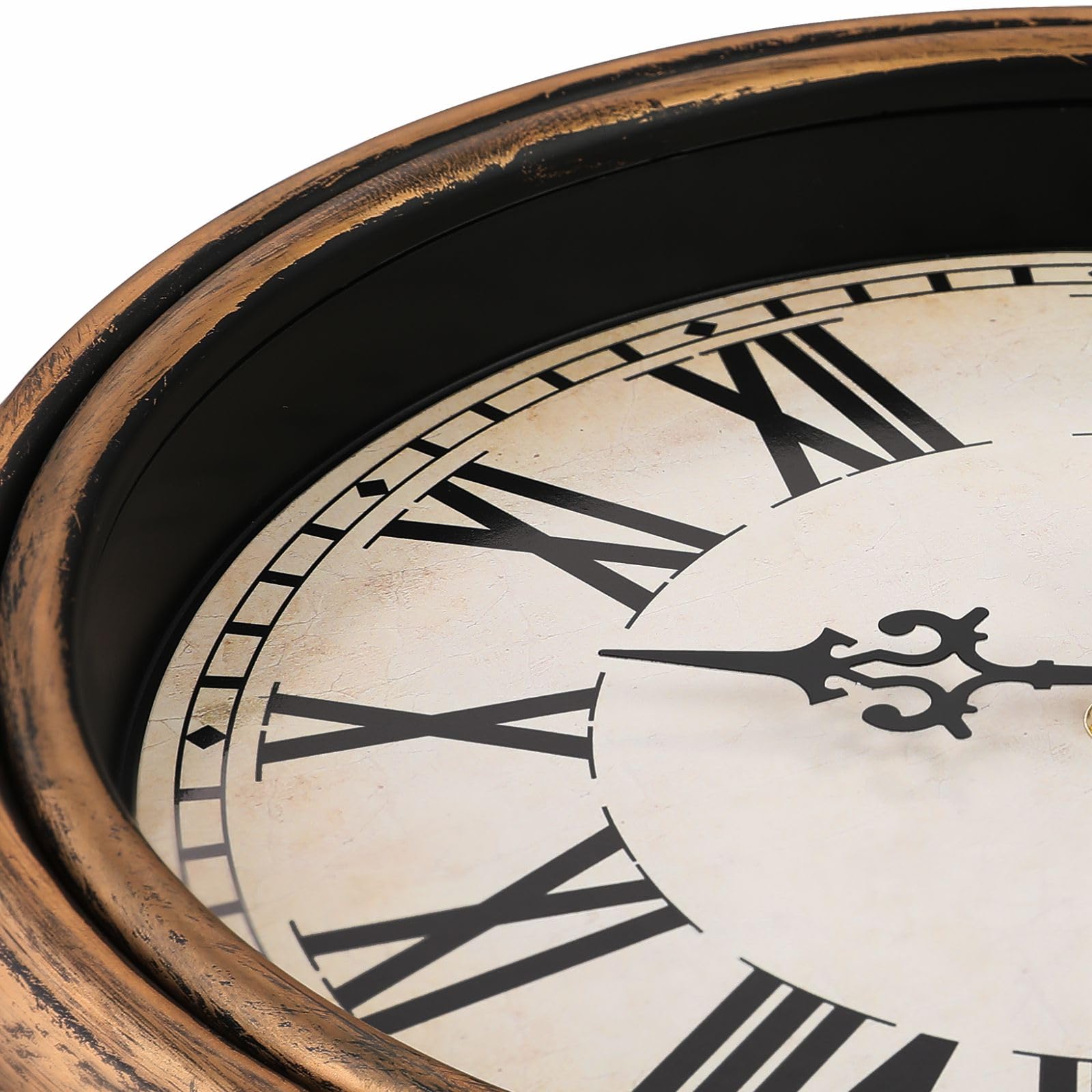 Plumeet Extra Large Retro Wall Clock, 16'' Non Ticking Classic Silent Vintage Wall Clocks Decorative Kitchen Living Room Bedroom, Roman Numerals, Battery Operated