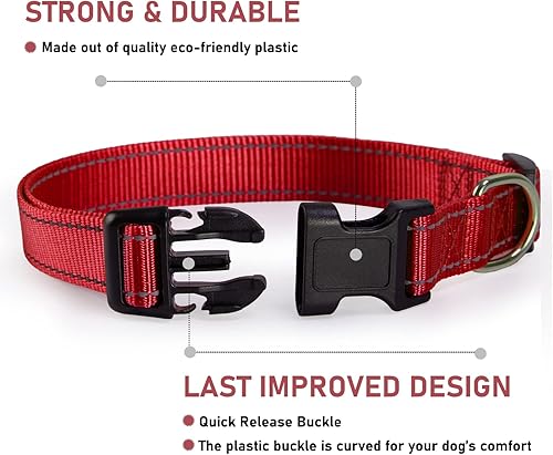 Vista 41 de Collar reflectante con hebilla para perro, ajustable, collares de seguridad de nailon para perros pequeños, medianos y grandes, color naranja