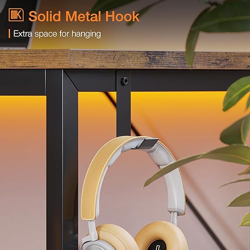 Miniatura 43 de ODK Escritorio de computadora grande de oficina, escritorio de 48 pulgadas con almacenamiento, moderno escritorio de PC con gancho para auriculares