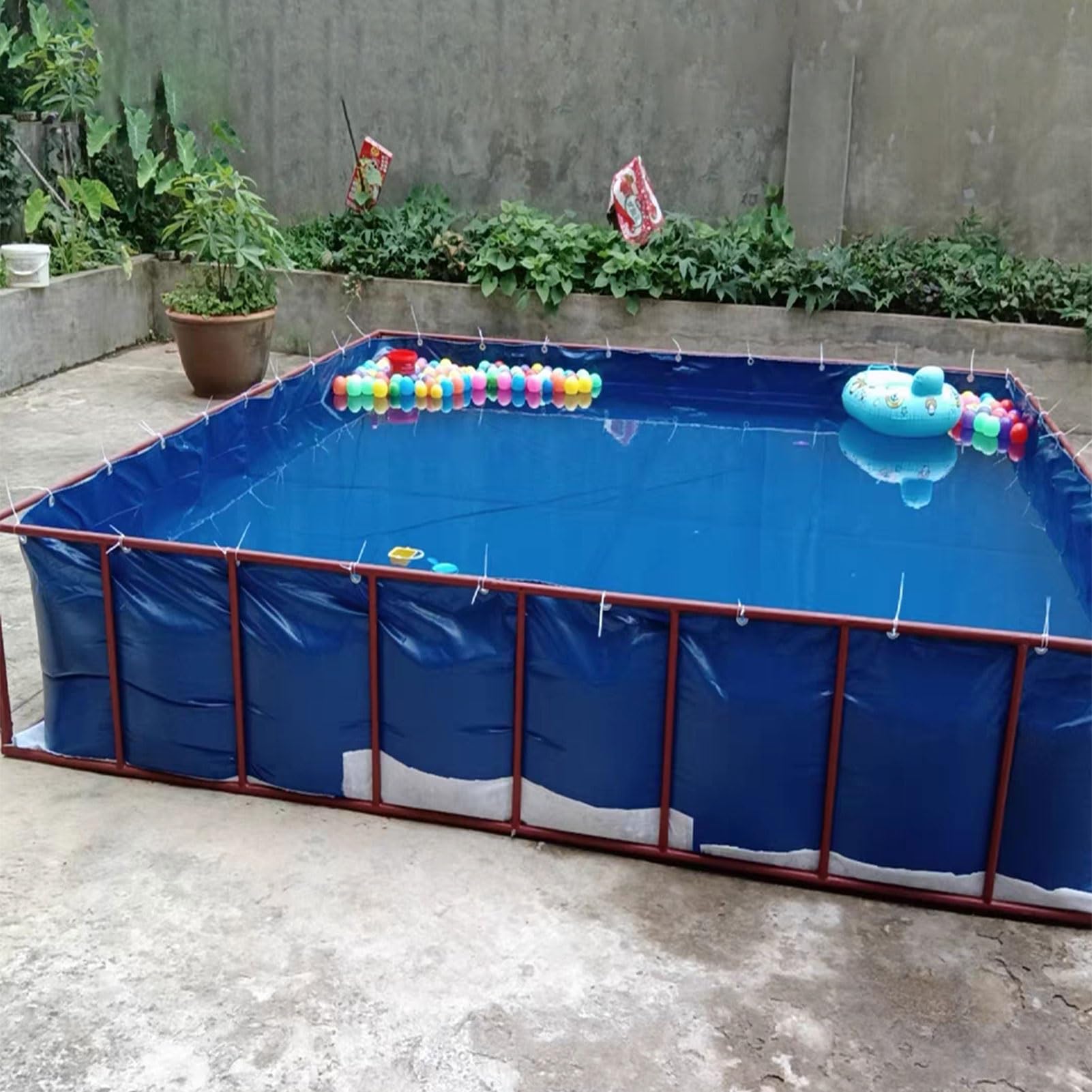 Revêtement d'étang à poissons pliable en bâche robuste haute densité 3x2m