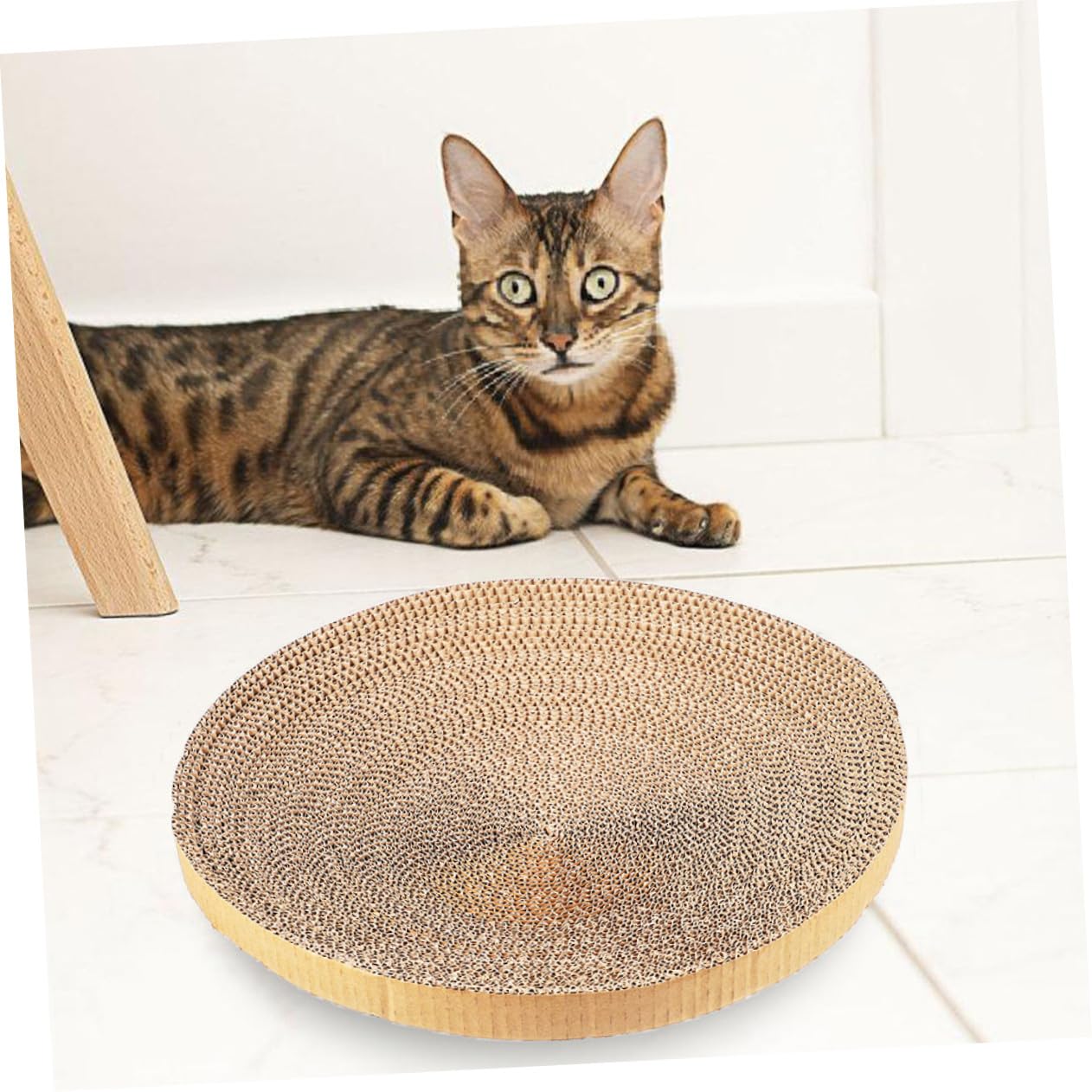 2 Stück Katzen Kratzbrett Ersatz Kern aus Leichter Verschleißfester Papier Wellpappe Runde Kratzmatte für Katzen Einfach Überall Platzierbar Khaki