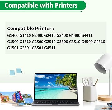 GI590 GI490 Ink Compatible with Canon GI-590 GI-490 ink refill bottles for Pixma G1000 G1400 G1500 G2000 G2400 G2500 G3000 G3400 G3500 G4500 (4 Pack Black/Cyan/Magenta/Yellow)